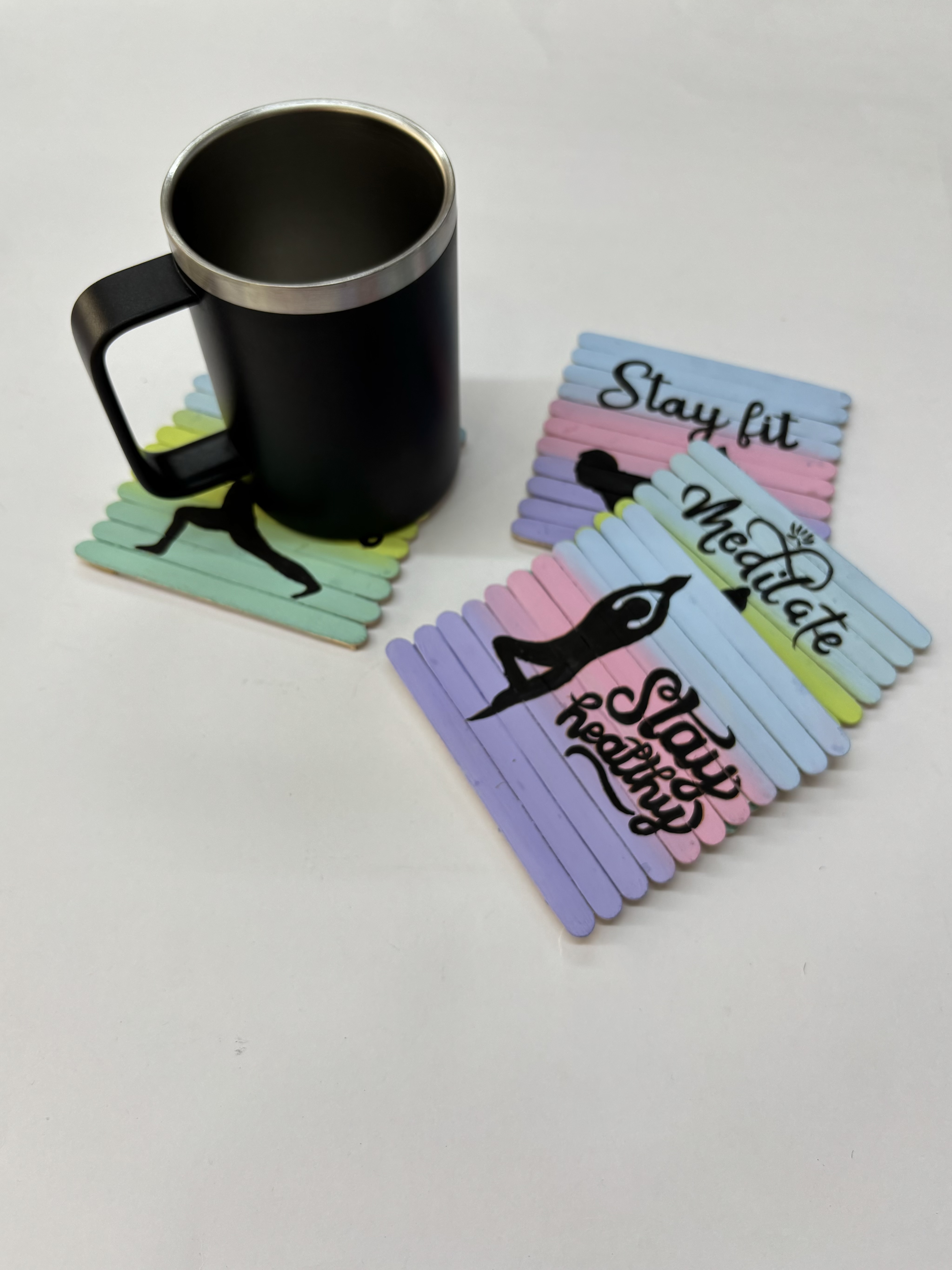 Fun Candy Stick Coasters for Yoga Day