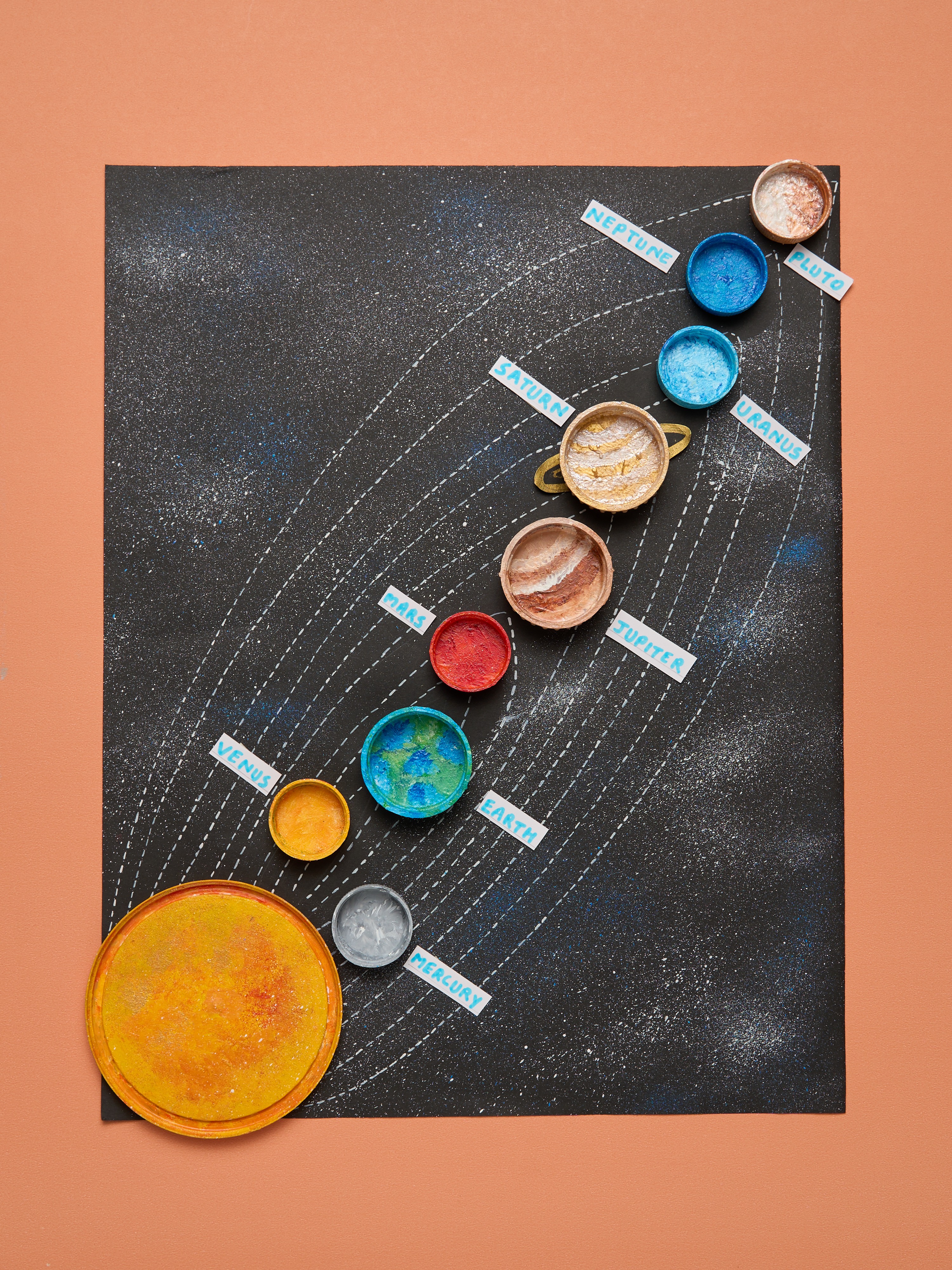 Space Day Bottle Caps Craft