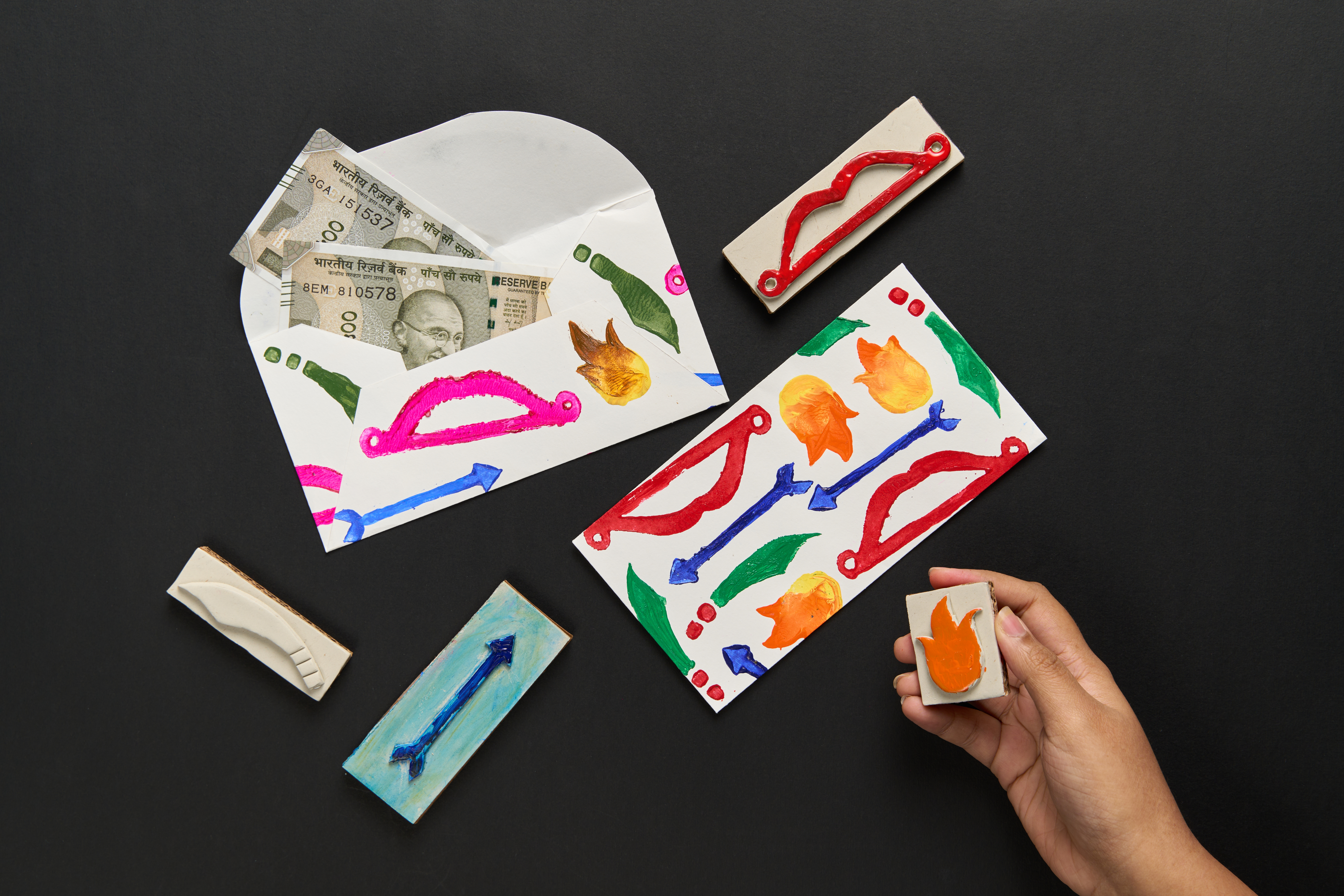 DIY Stamp Printed Envelopes - Dussehra
