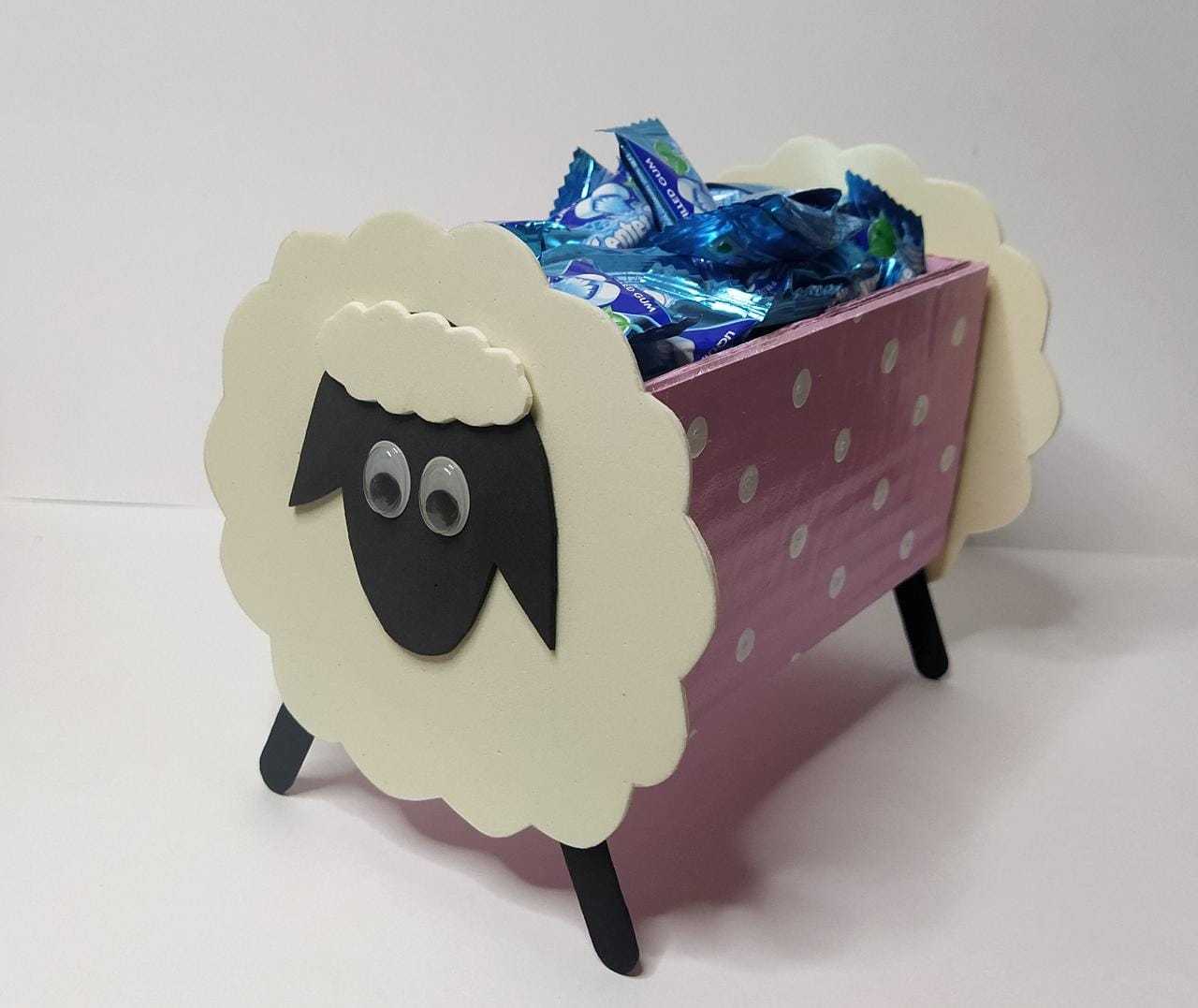 DIY Sheep Trinket Craft for Kids with easy-to-follow guide