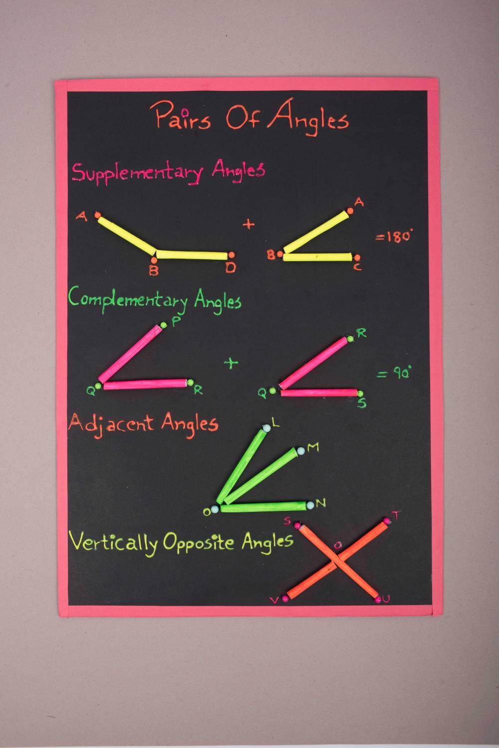 Learn pair of angles craft activity for kids- maths craft