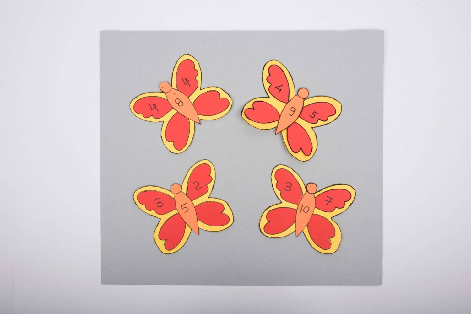 Maths Activity on Addition of 3 and 4 Digits Numbers in a Butterfly Pattern