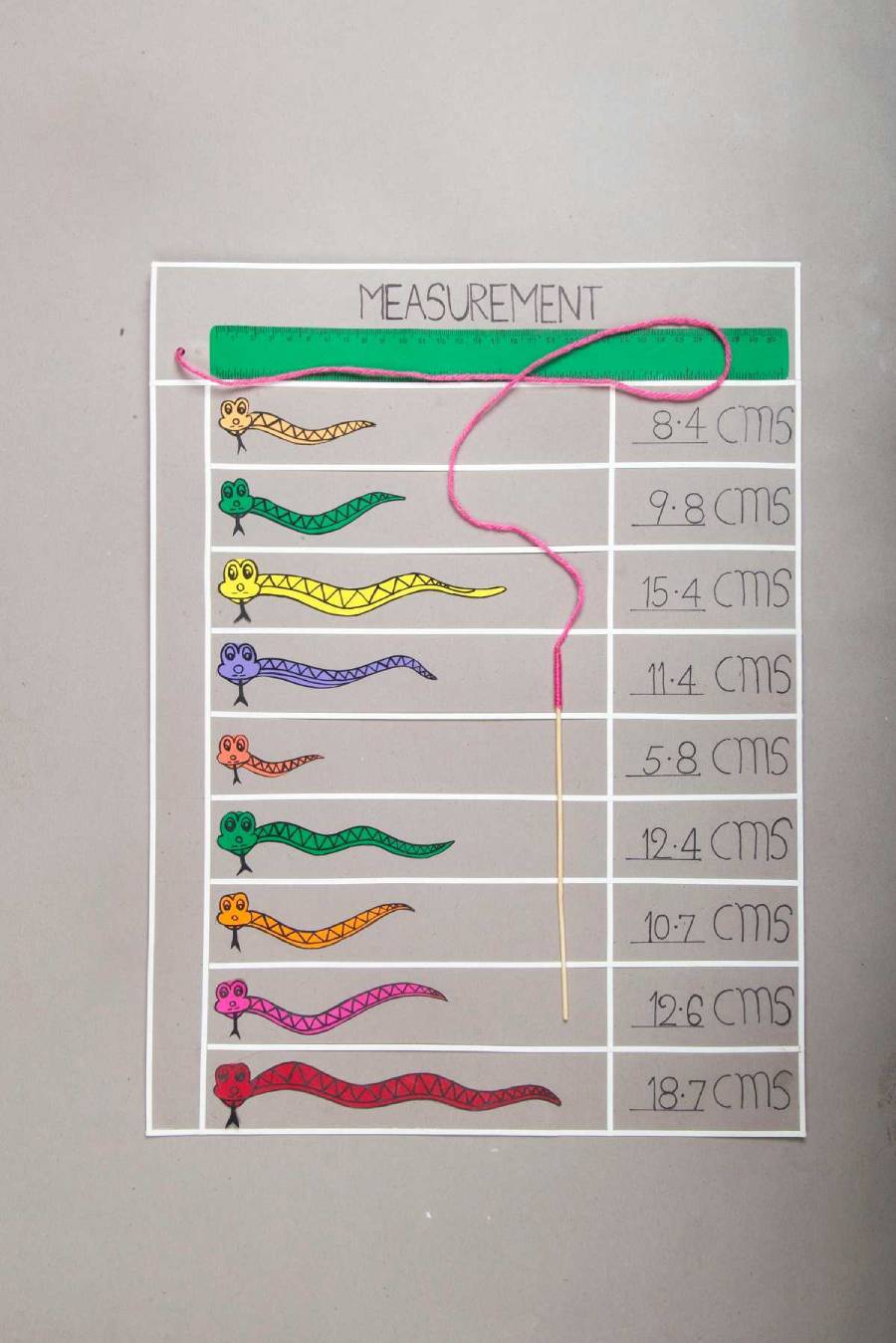 Measurements Craft Activity using Ruler and Barbecue Stick