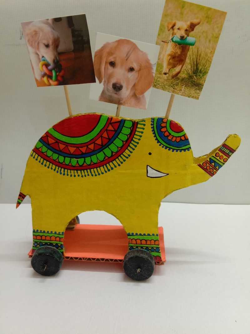 Elephant On Wheels Photo Cart Art and Craft for Students
