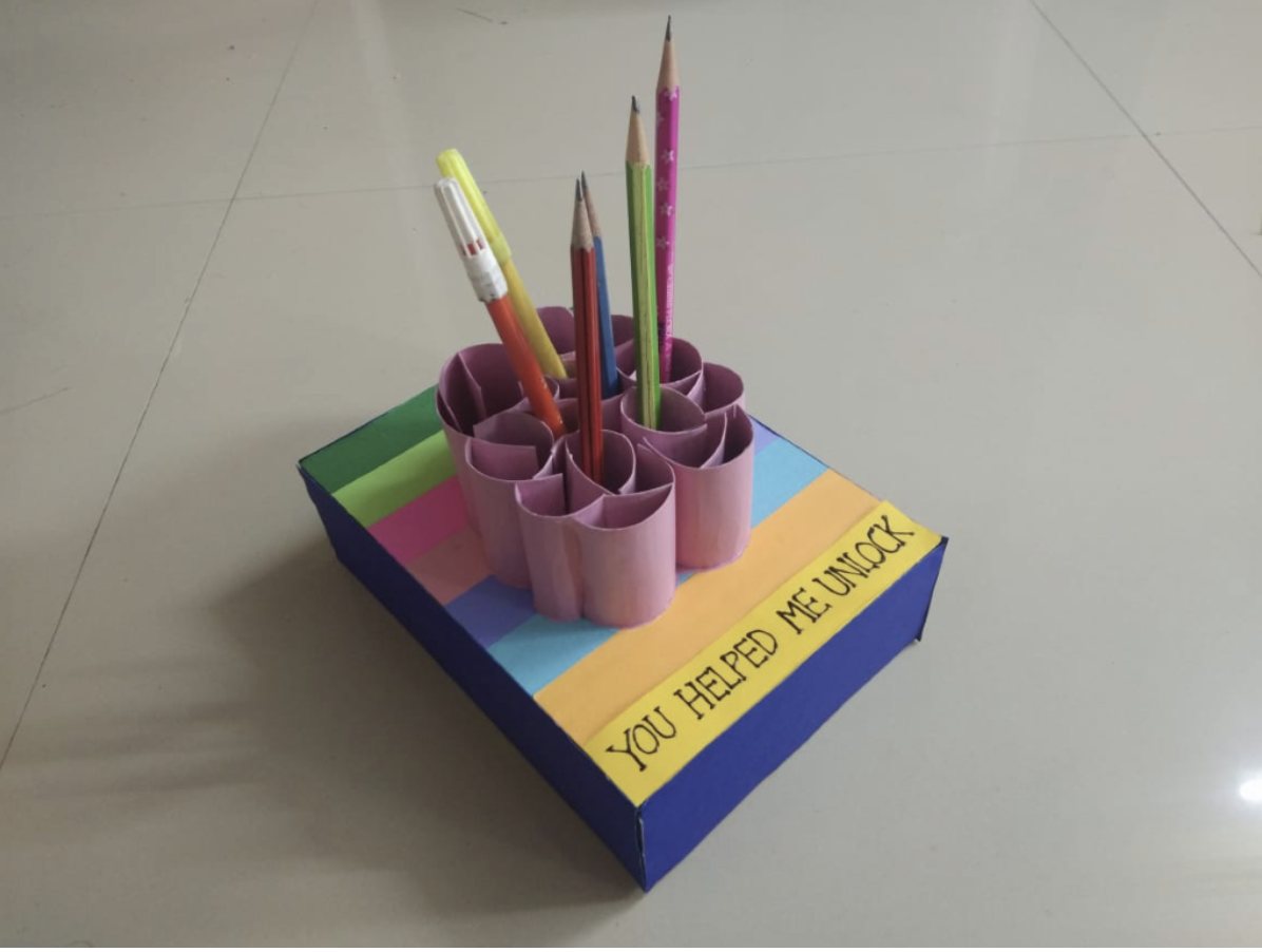 DIY Pen Stand Craft Activity with Cardboard and Chart Paper