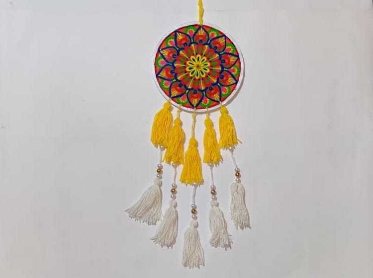 DIY Paper Dream Catcher using Wooden Ring for Kids