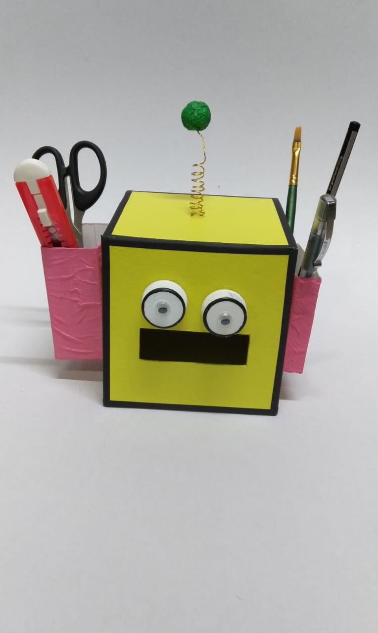 DIY Desk Pencil Holder Activity for Kids using Recycled Box