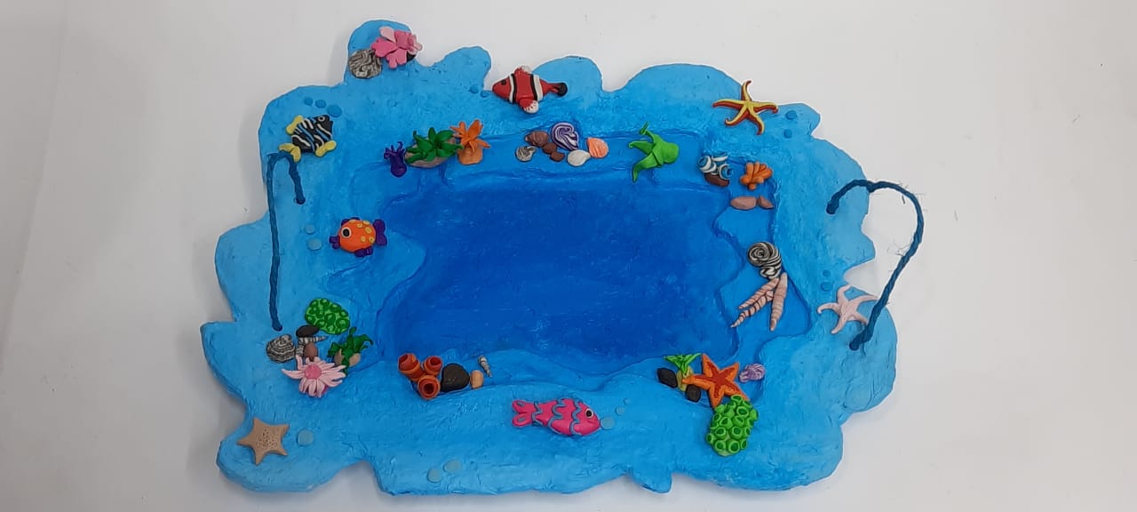 Marine Theme Tray Craft Activity with Clay and Cardboard