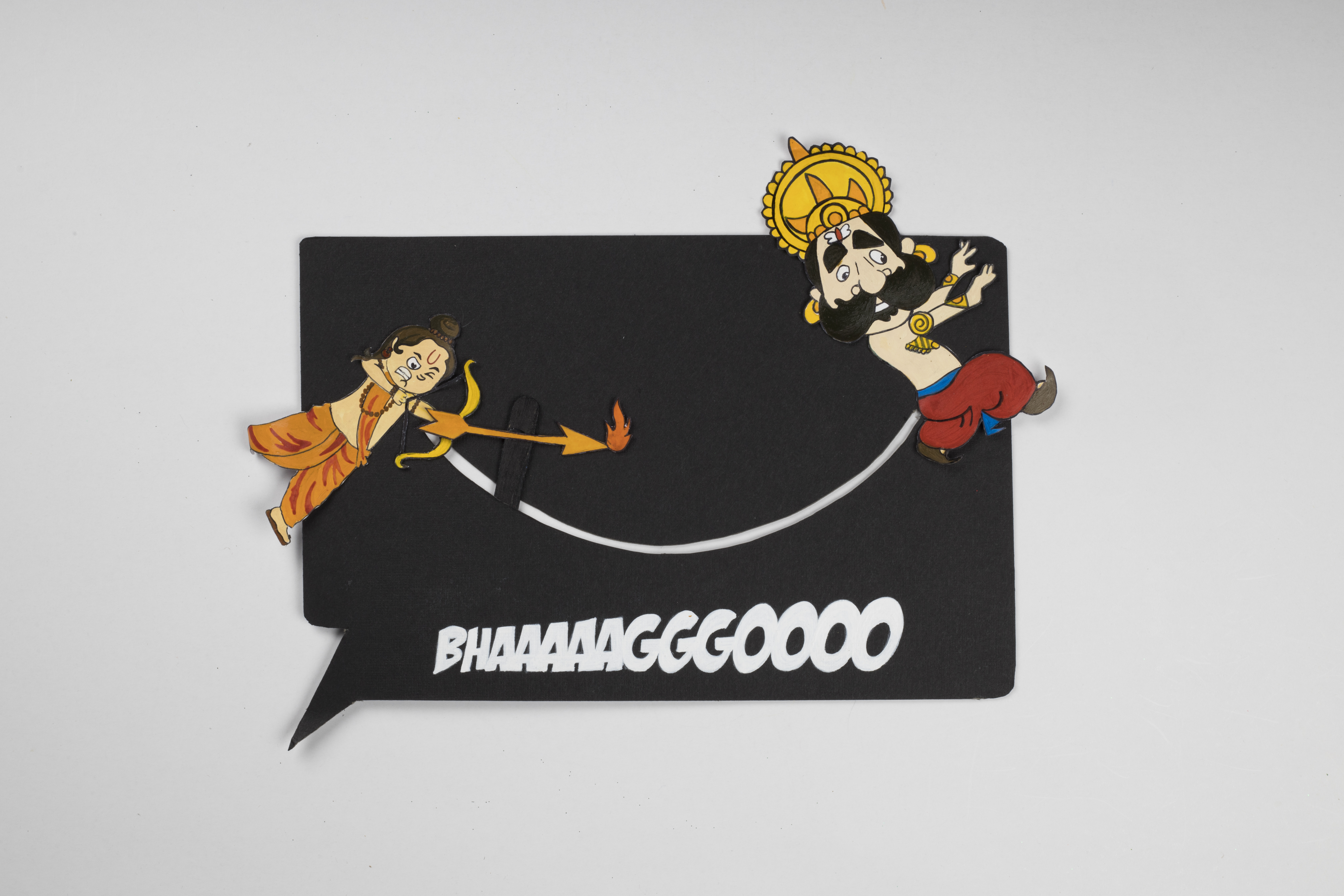 Dussehra Craft For Preschool using Mount Board and Rangeela Colours