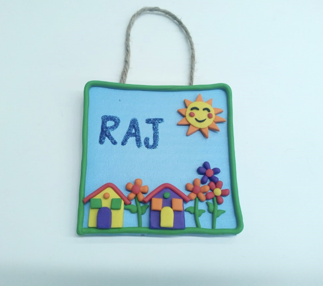 Handmade DIY Name plate Wall Decor Craft Activity for Kids