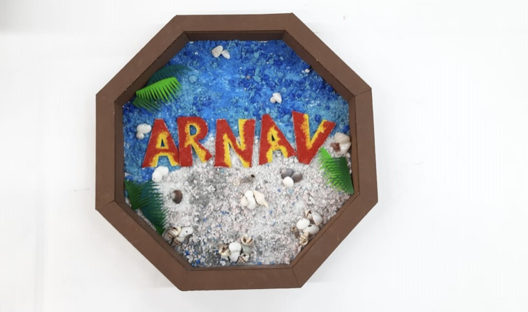 Diy Name Plate Craft Activity Using Cardboard and Sand